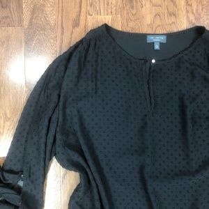The Limited Black Sheer Polka Dot Blouse Size XL